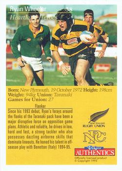 1995 Card Crazy Authentics Rugby Union NPC Superstars #38 Ryan Wheeler Back
